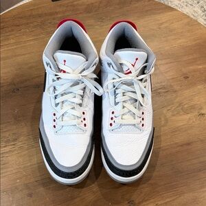 Jordan White and Red High-Top Sneakers